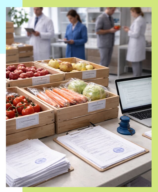 Сертификация овощей и фруктов в Орехове-Зуеве от 8857 р. | Алешин-Рхв